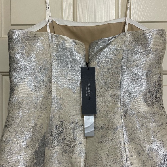 Halston Heritage Silver Strapless Sheath Dress - Picture 4 of 8